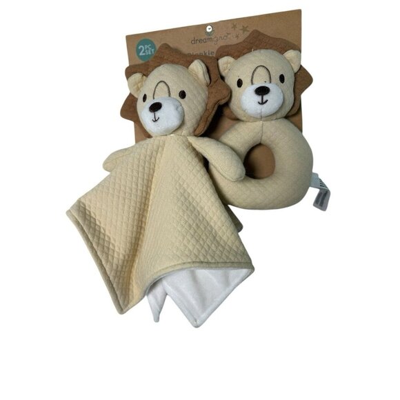 Dream Gro Tan Lion Security Blanket Baby Lovey Rattle Gift Set Unisex New - Picture 3 of 6